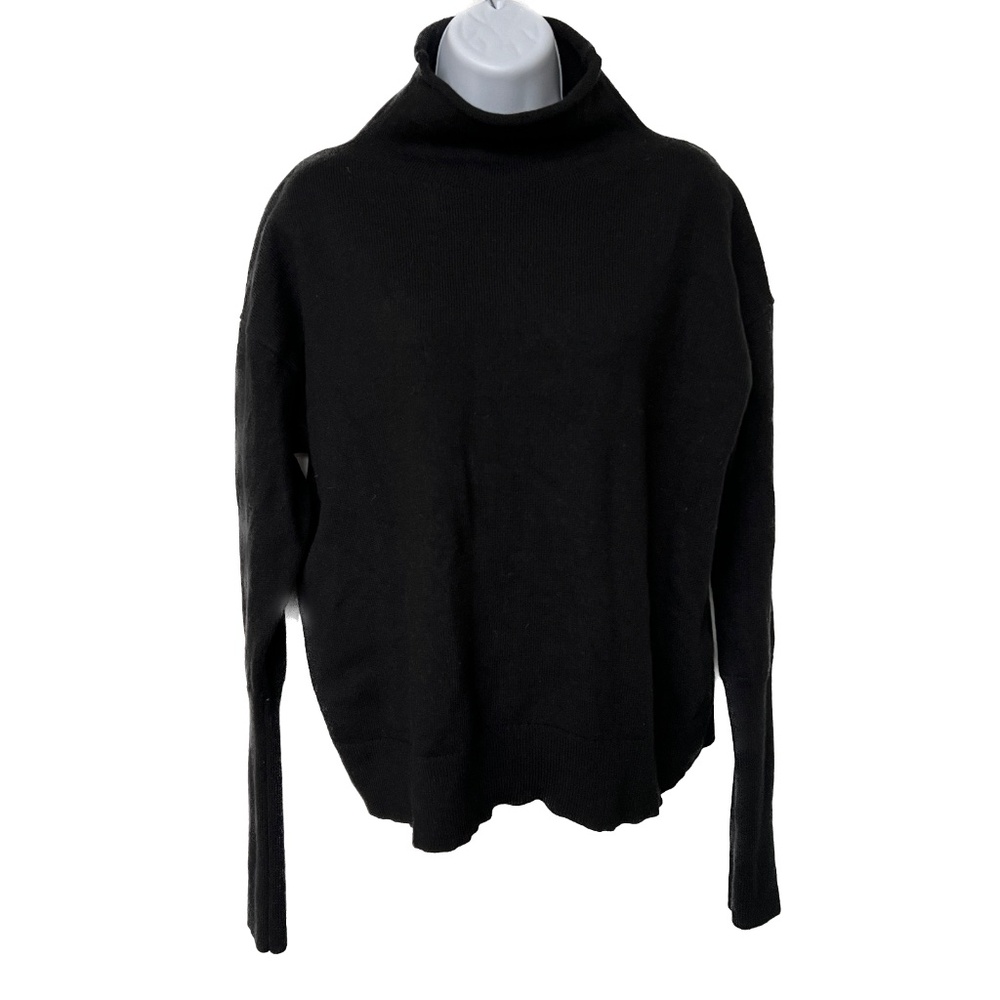 Wilfred Aritzia Cyprie Sweater 100% Merino Wool Size XL Black Mock Turtleneck
